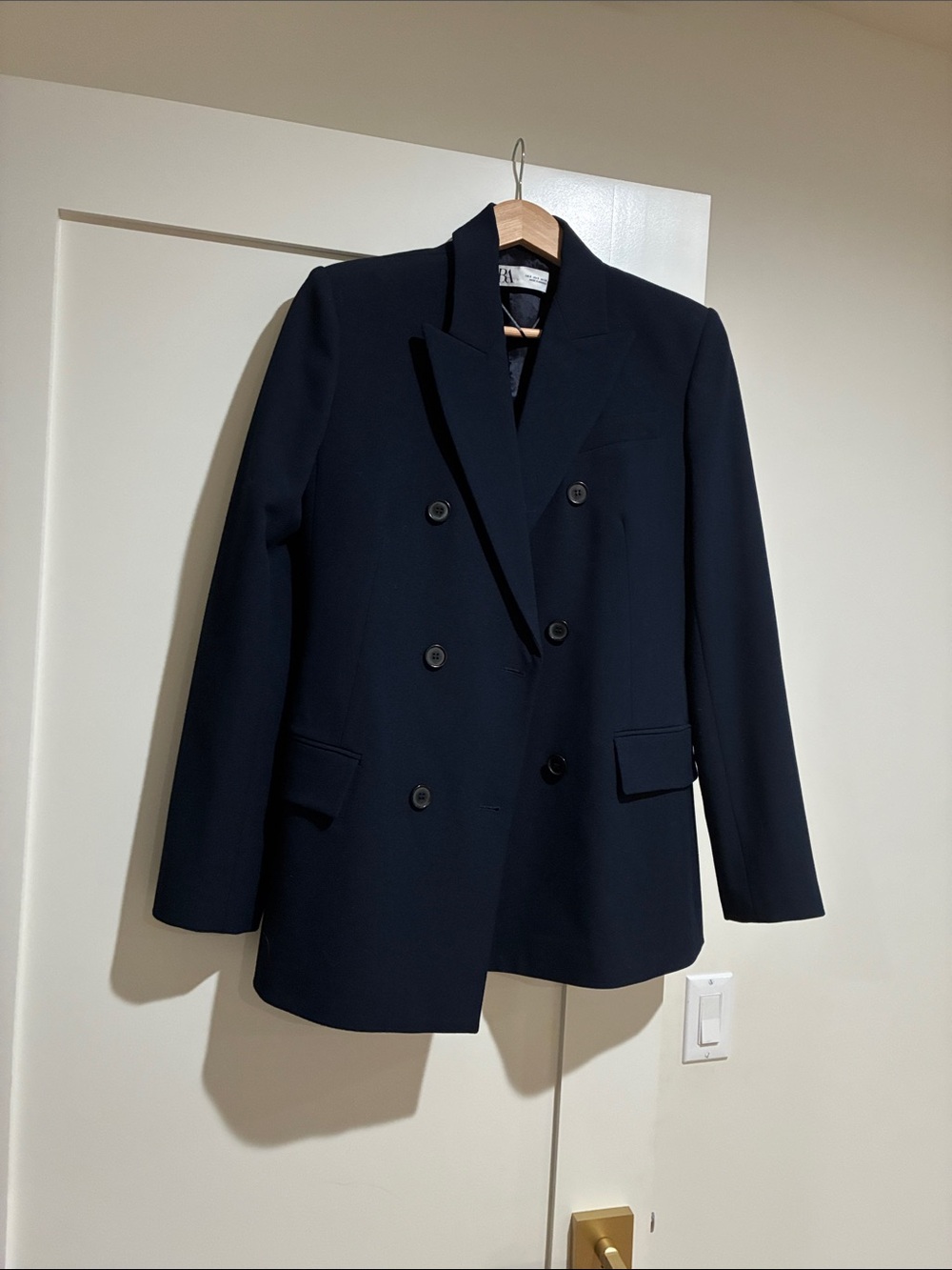 Zara size Small Double-Breasted Navy Blazer